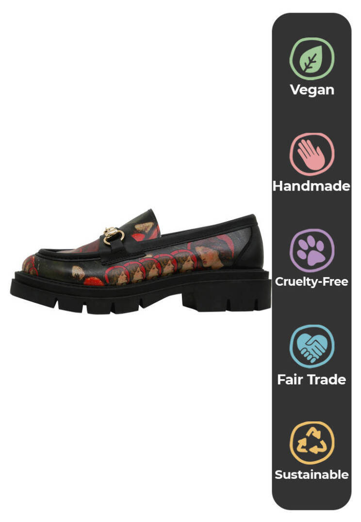Women Vegan Leather Black Loafers - Pure Reflection - 5
