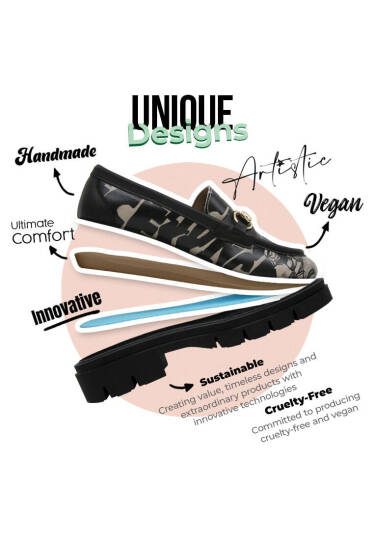 Women Vegan Leather Black Loafers - Supper BlackWhite - 4