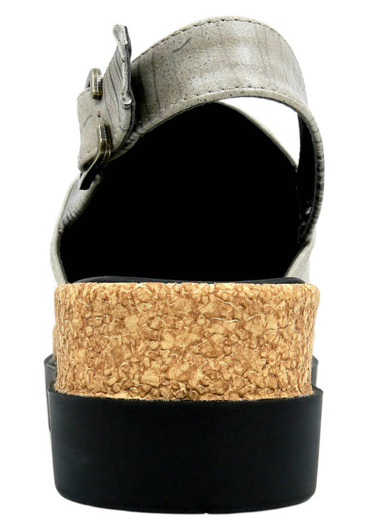 Women Vegan Leather Black Platform Sandals - Sunset Animals - 7