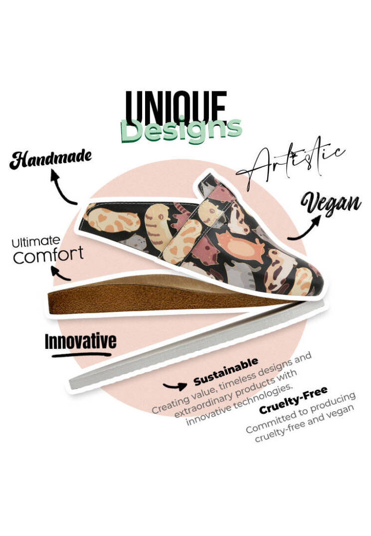Women Vegan Leather Black Slippers - Sup Hooman? - 4