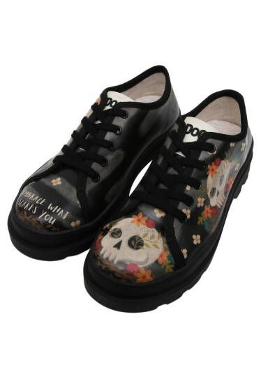 Women Vegan Leather Black Sneakers - Embrace What Scares You