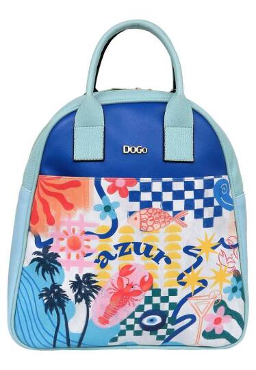 Women Vegan Leather Blue Backpack - Azur - 2