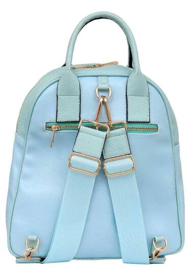 Women Vegan Leather Blue Backpack - Azur - 3