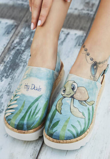 Women Vegan Leather Blue Chunky Sandals - Caretta-Hey Dude