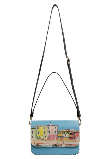 Women Vegan Leather Blue Clutch Bag - Burano Island - 5