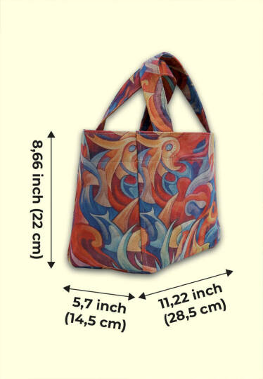 Women Vegan Leather Blue Medium Tote Bag - Spirals of Colour - 6