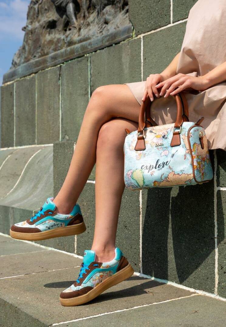 Women Vegan Leather Blue Sneakers - Explore - 11