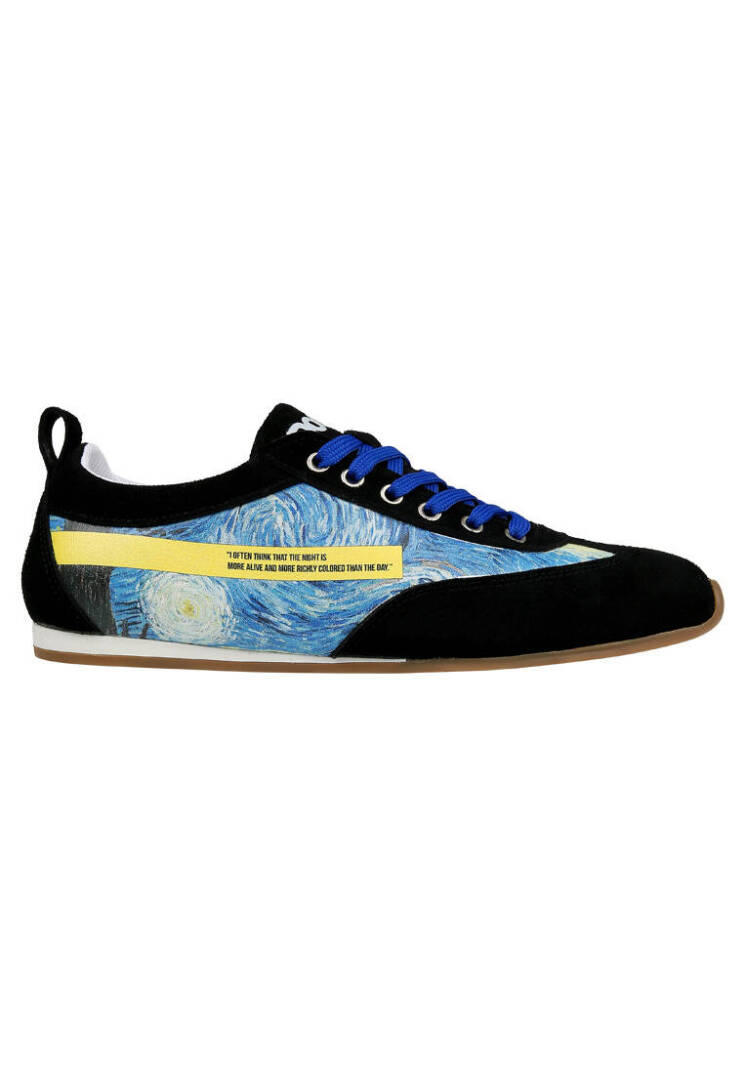 Women Vegan Leather Blue Sneakers - Vincent van Gogh The Starry Night - 7