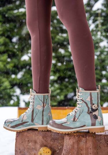 Women Vegan Leather Blue Tall Boots - Panda Hug