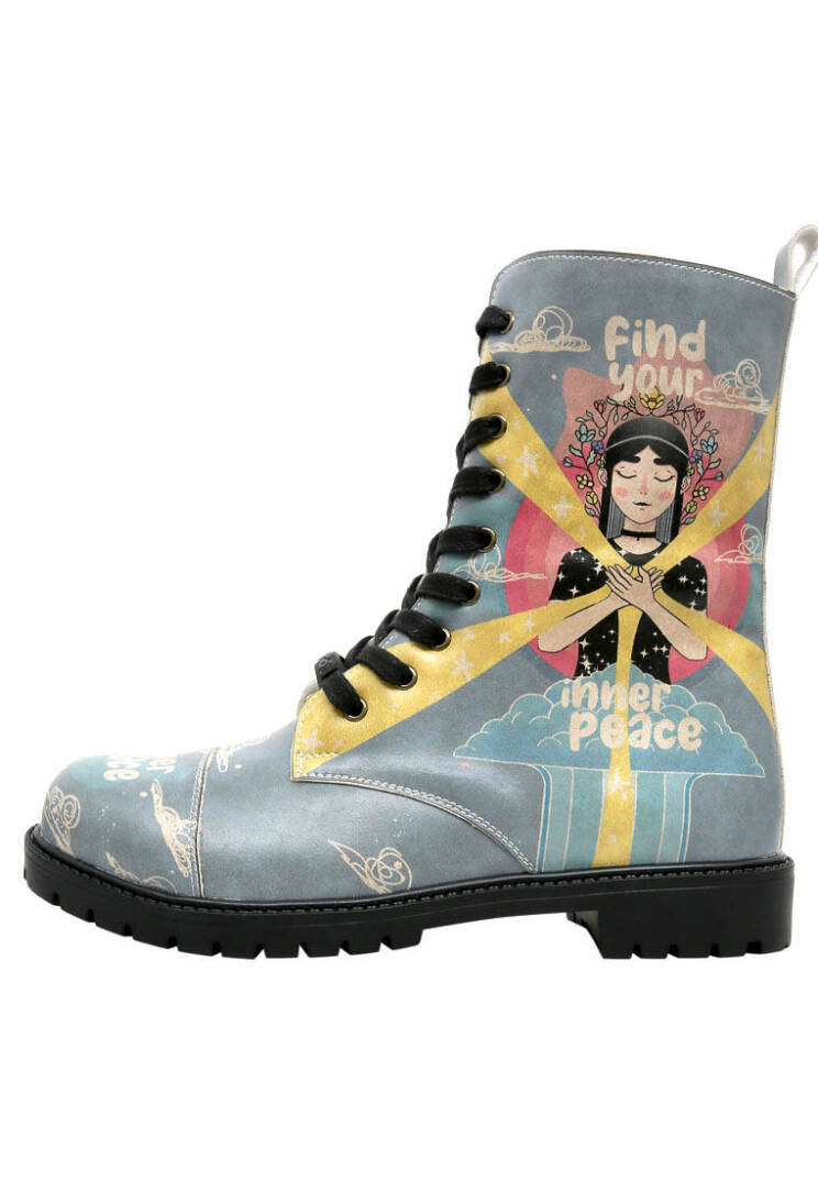 Women Vegan Leather Blue Zipped Tall Boots - Find Your Inner Peace - 5