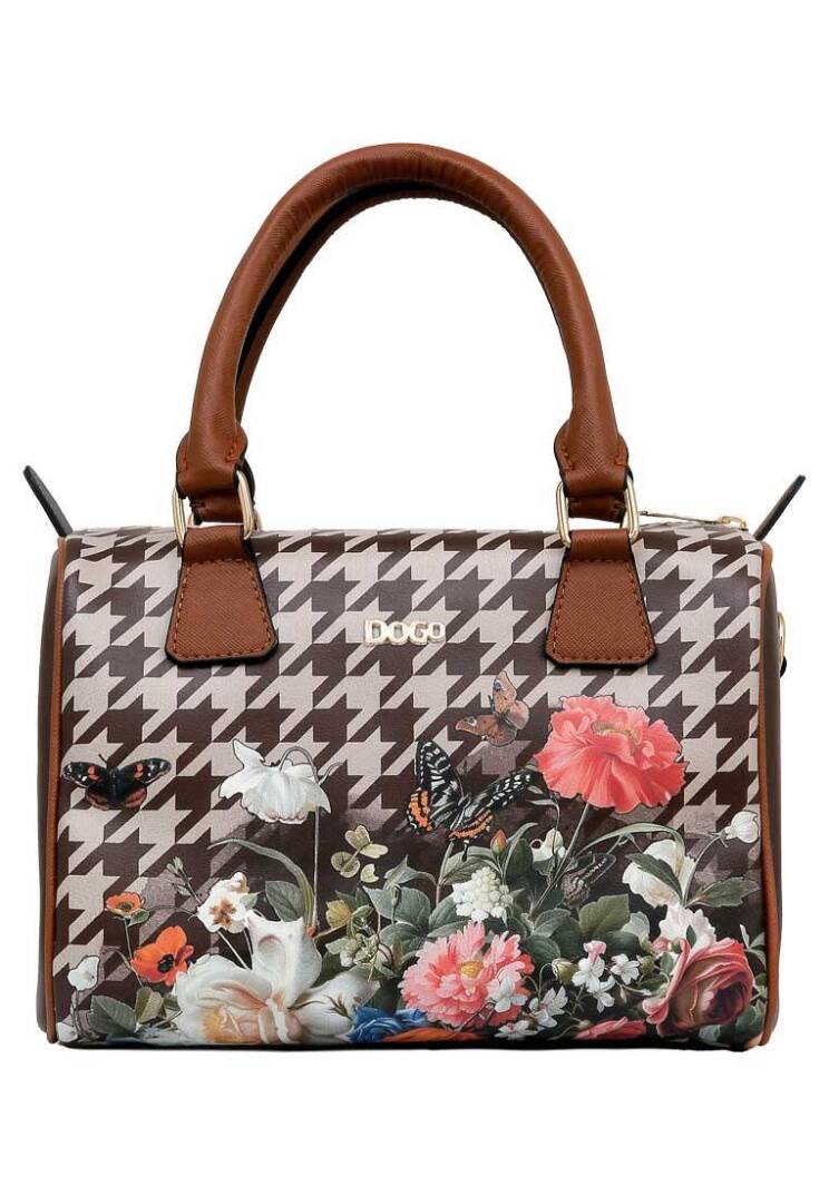 Women Vegan Leather Brown Handbag - Brown Majestic Garden - 1