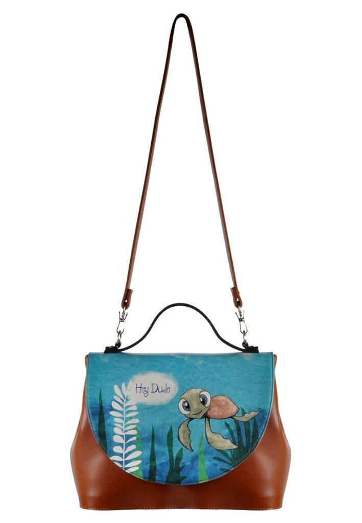 Women Vegan Leather Brown Handbag - Caretta-Hey Dude - 5
