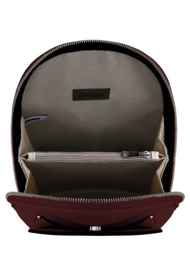 Women Vegan Leather Burgundy Backpack - Deepness - 4