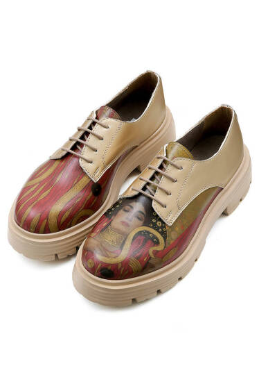 Women Vegan Leather Cream Casual Shoes - Shine