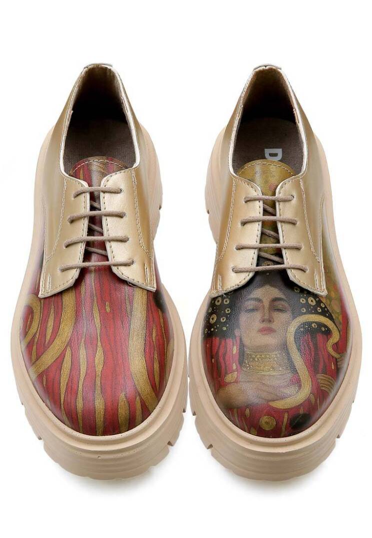 Women Vegan Leather Cream Casual Shoes - Shine - 2