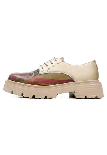 Women Vegan Leather Cream Casual Shoes - Shine - 3