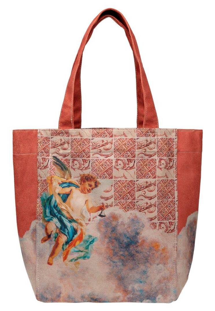 Women Vegan Leather Cream Large Tote Bag - Angels Dream - 4