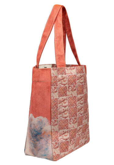 Women Vegan Leather Cream Large Tote Bag - Angels Dream - 6