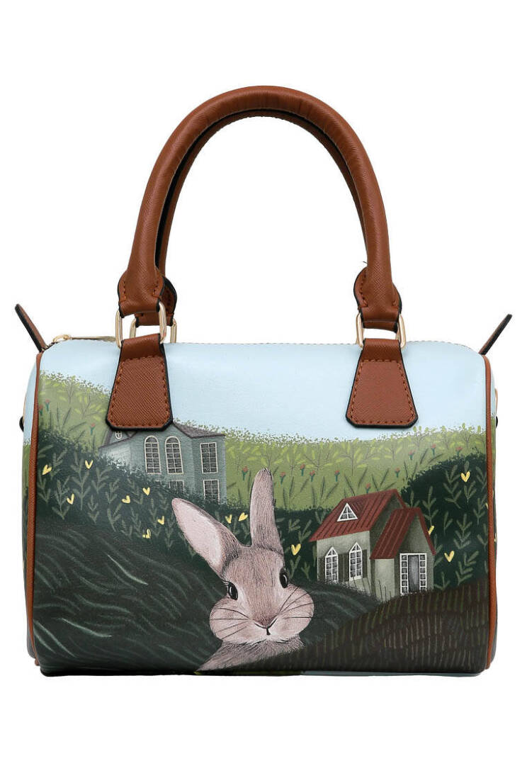 Women Vegan Leather Green Handbag - Going on an Adventure - 4