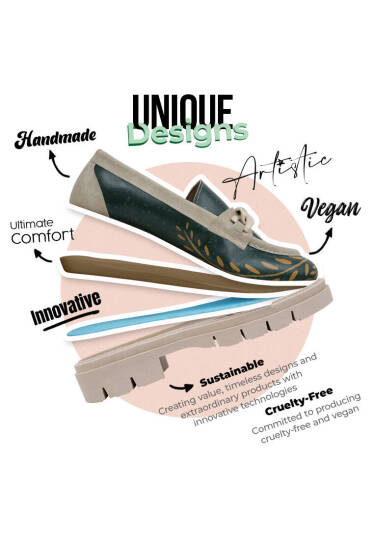 Women Vegan Leather Green Loafers - I Do What I Want - 6