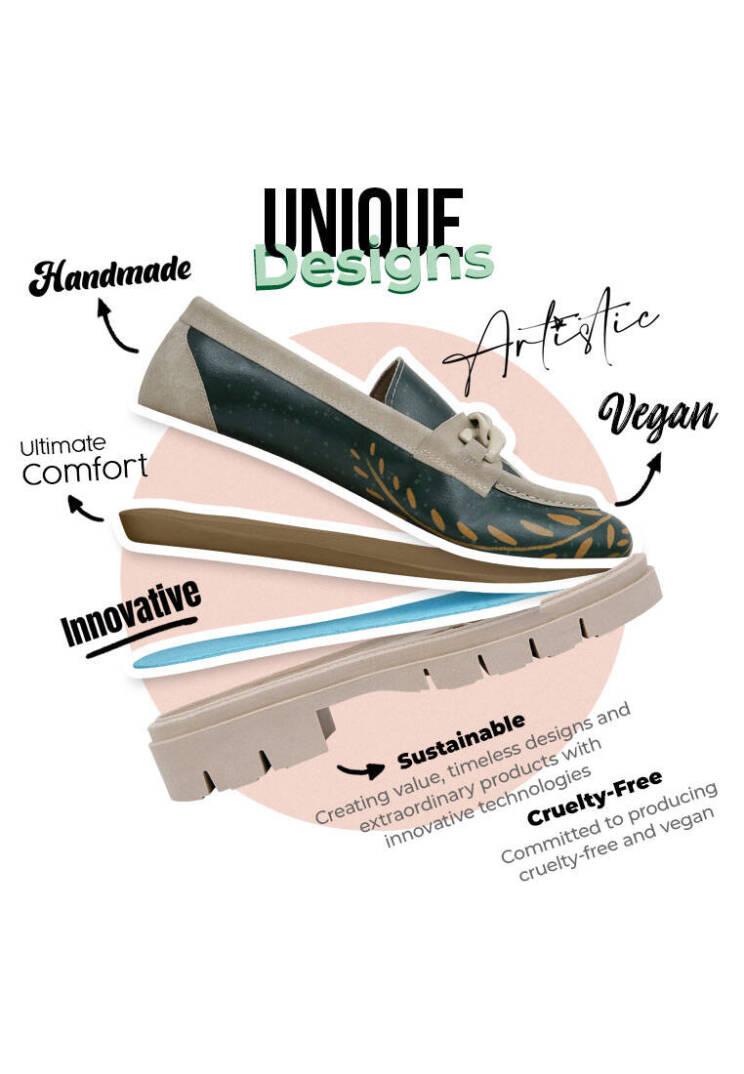 Women Vegan Leather Green Loafers - I Do What I Want - 6