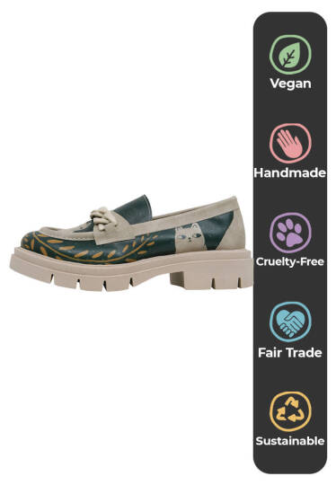 Women Vegan Leather Green Loafers - I Do What I Want - 7