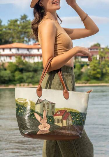 Women Vegan Leather Green Shoulder Bag - Going on an Adventure