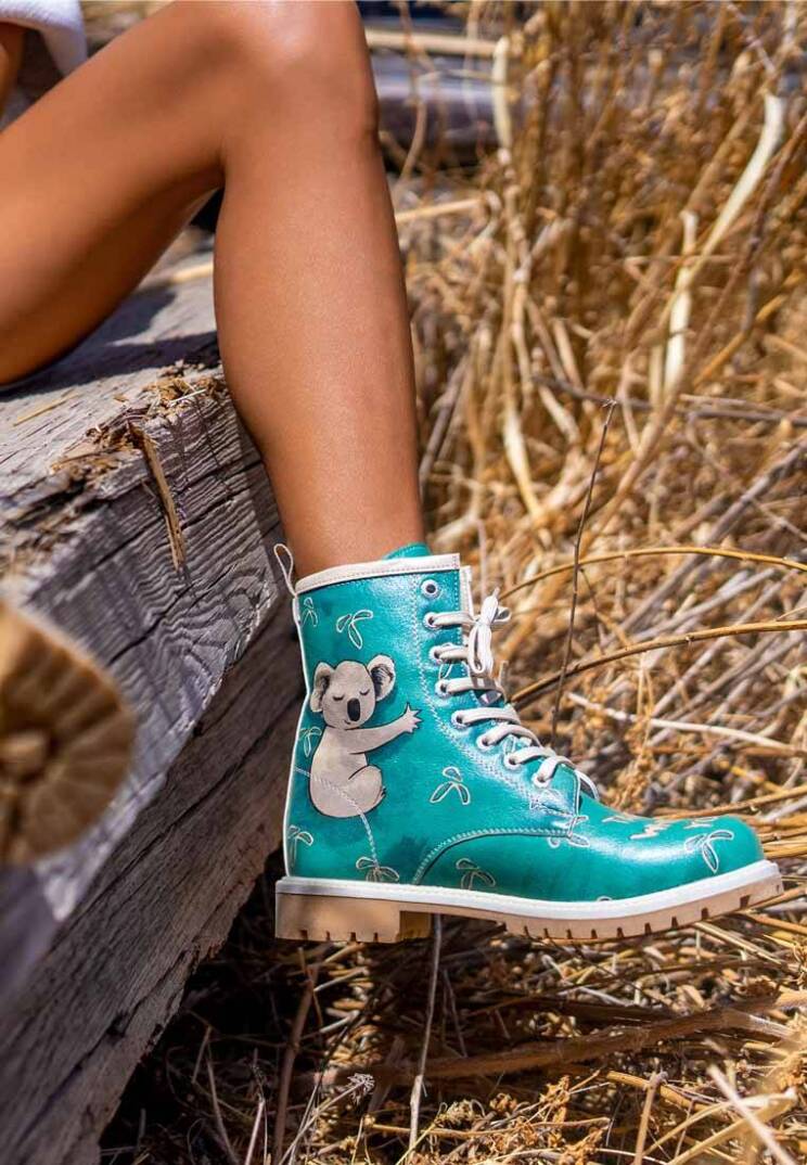 Women Vegan Leather Green Tall Boots - Koala Hug - 1