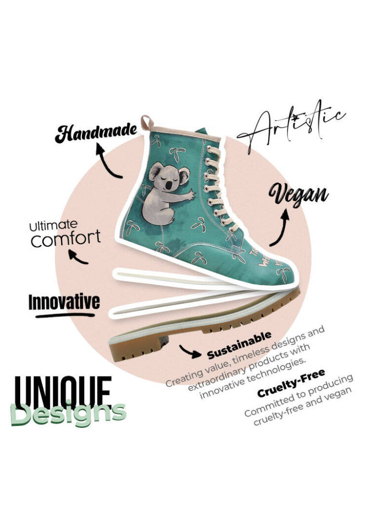 Women Vegan Leather Green Tall Boots - Koala Hug - 5