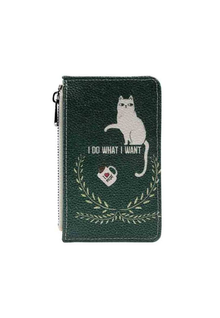 Women Vegan Leather Green Wallet - I Do What I Want - 1