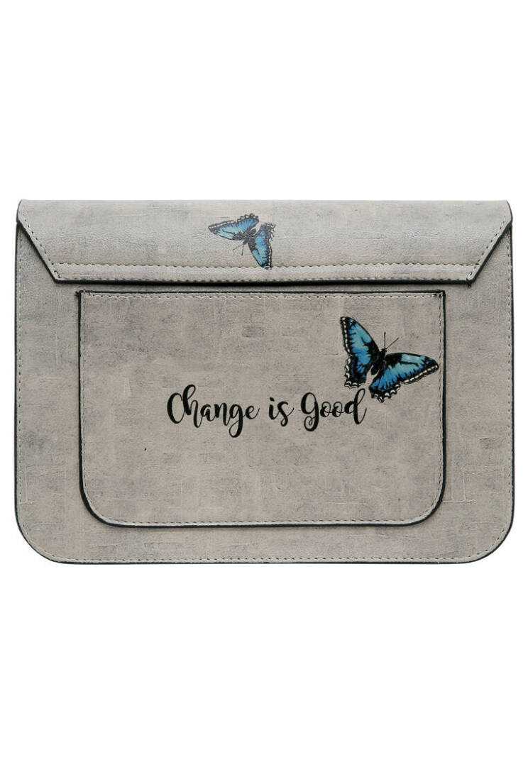 Women Vegan Leather Grey Clutch Bag - Change is Good - 4