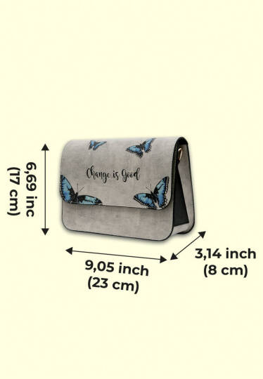 Women Vegan Leather Grey Clutch Bag - Change is Good - 5