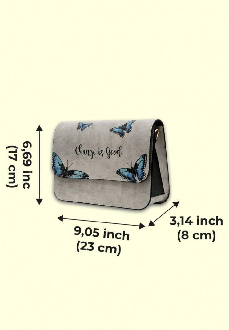 Women Vegan Leather Grey Clutch Bag - Change is Good - 5