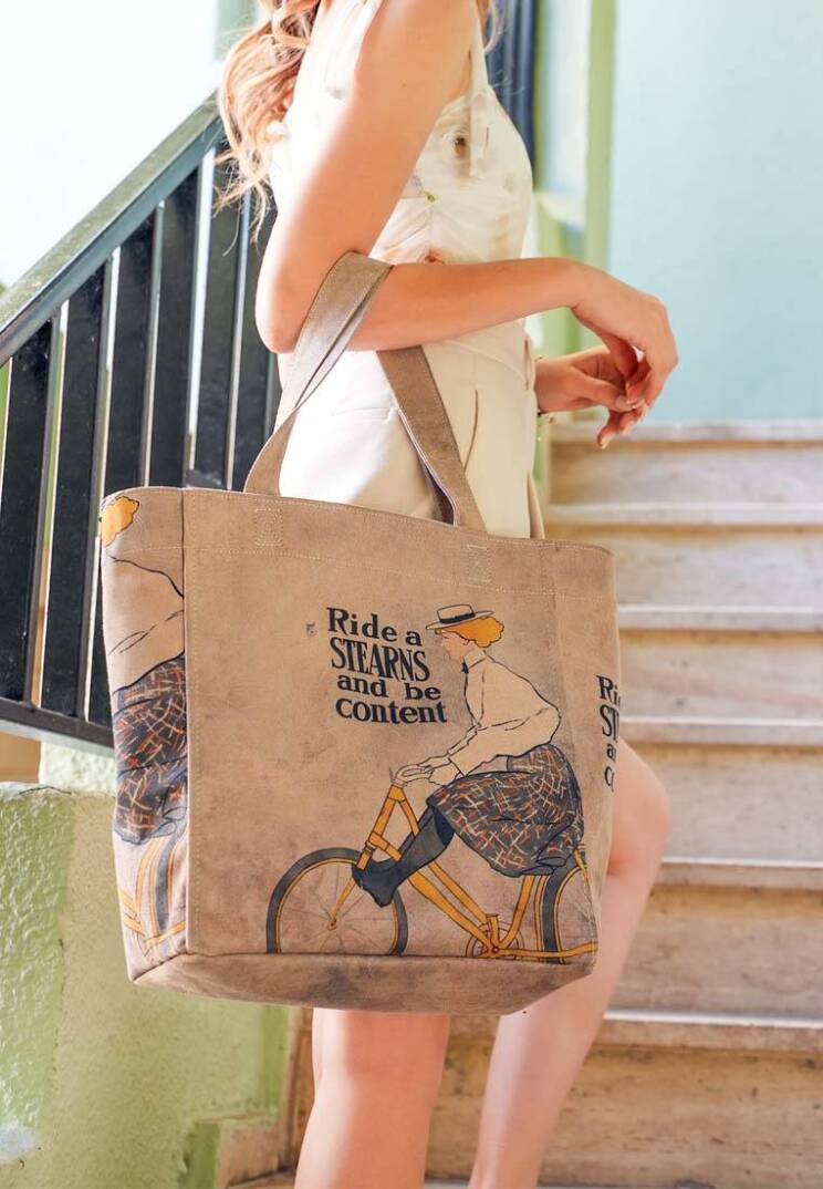 Women Vegan Leather Grey Large Tote Bag - Rider Woman - 7