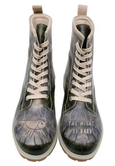 Women Vegan Leather Grey Tall Boots - The Night is Dark - 3