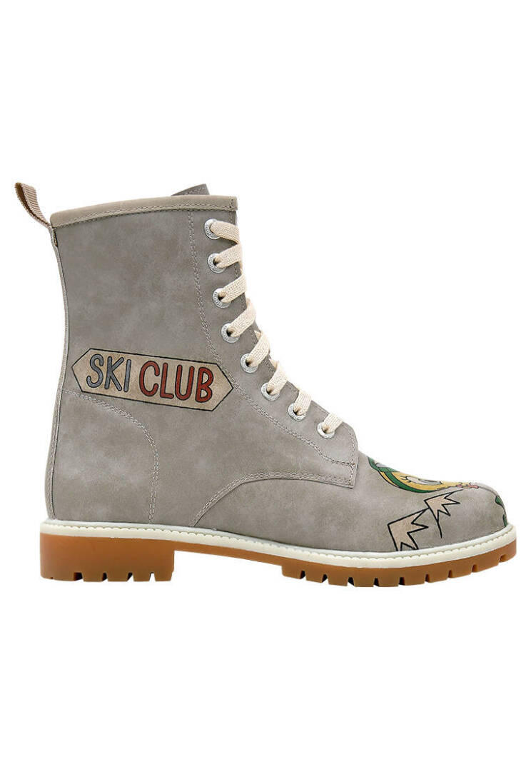 Women Vegan Leather Grey Tall Boots - Warner Bros Tweety Looney Tunes Ski Club - 4