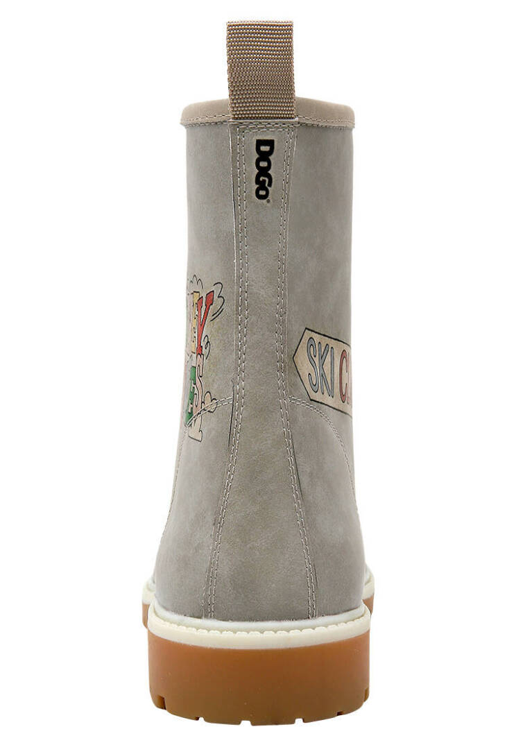 Women Vegan Leather Grey Tall Boots - Warner Bros Tweety Looney Tunes Ski Club - 6