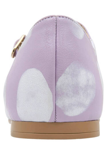 Women Vegan Leather Lilac Flats - Brush Dots White - 6