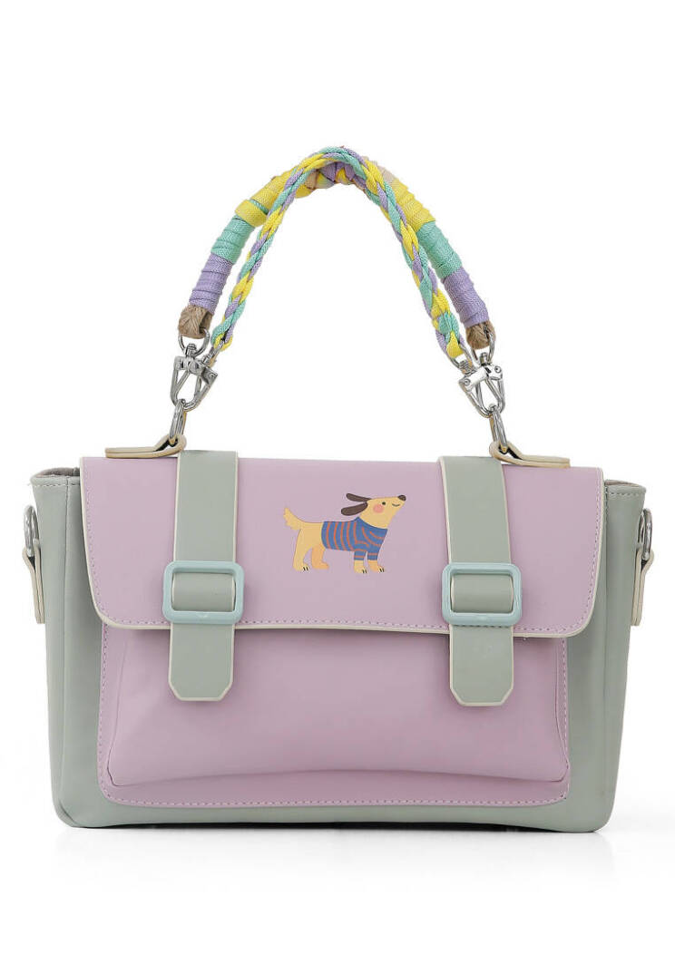 Women Vegan Leather Lilac Shoulder Bag - Paw Lucky - 1