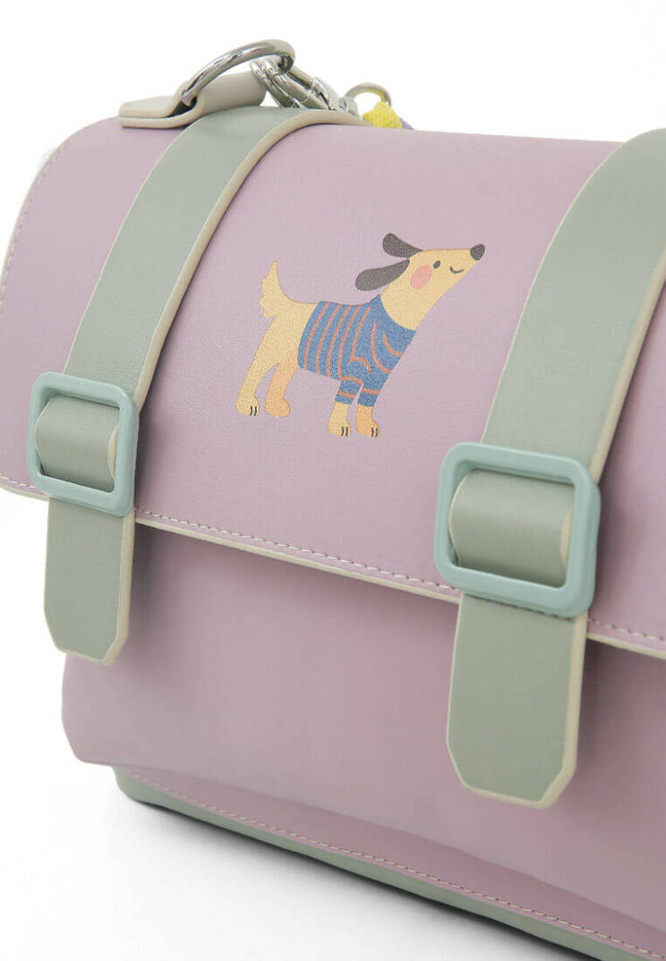 Women Vegan Leather Lilac Shoulder Bag - Paw Lucky - 6