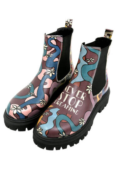 Women Vegan Leather Multicolor Ankle Boots - Never Stop Dreaming - 2