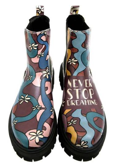 Women Vegan Leather Multicolor Ankle Boots - Never Stop Dreaming - 3
