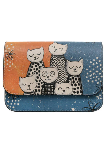 Women Vegan Leather Multicolor Clutch Bag - Family Portrait - 2