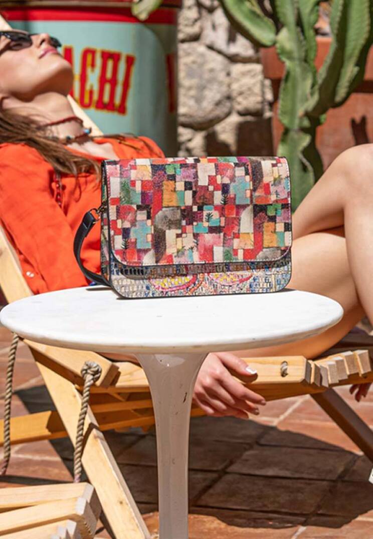 Women Vegan Leather Multicolor Clutch Bag - Mini Mosaic - 1