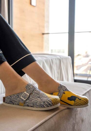Women Vegan Leather Multicolor Cork Sole Slippers - Florasancat