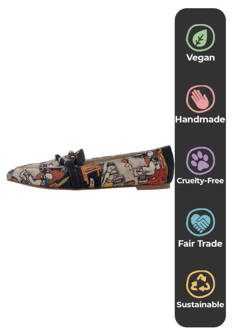 Women Vegan Leather Multicolor Flats - Supper - 6