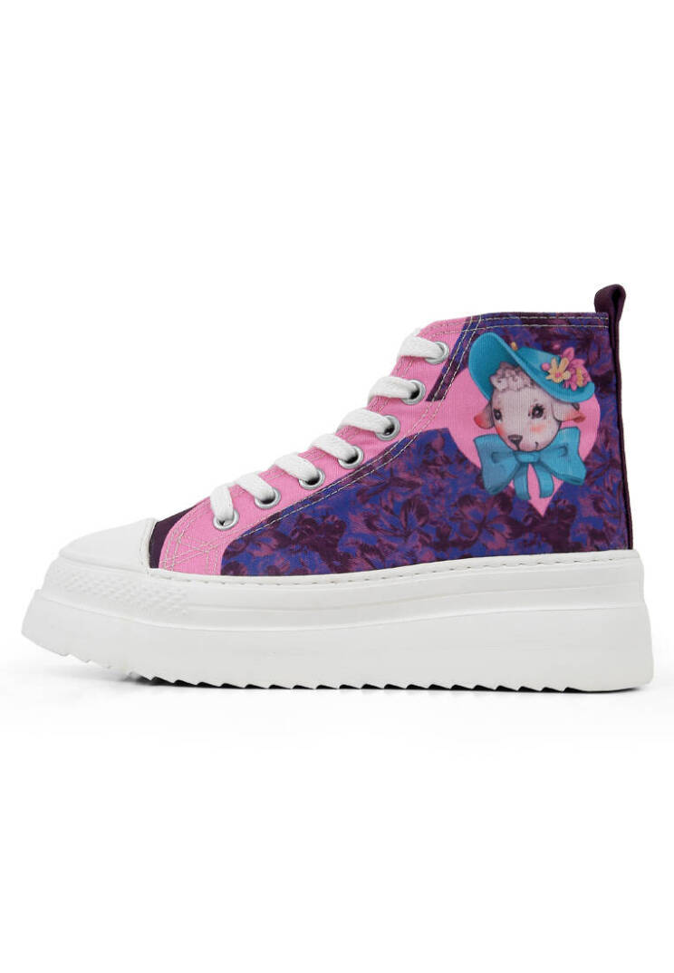 Women Vegan Leather Multicolor High Top Platform Sneakers - Lady Fluff - 1