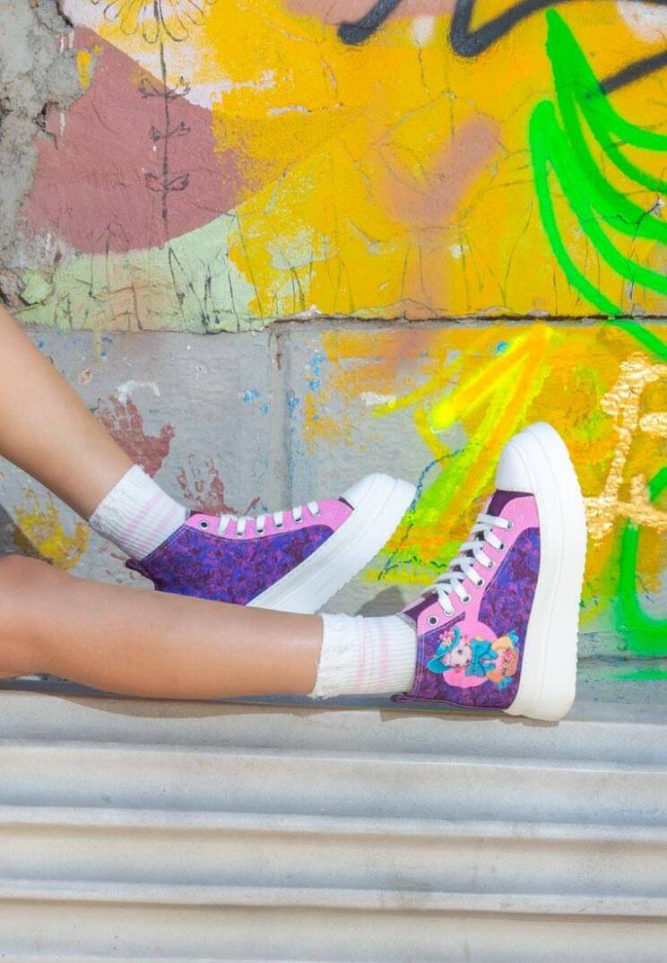 Women Vegan Leather Multicolor High Top Platform Sneakers - Lady Fluff - 2
