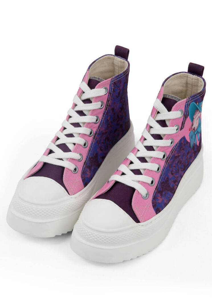 Women Vegan Leather Multicolor High Top Platform Sneakers - Lady Fluff - 4