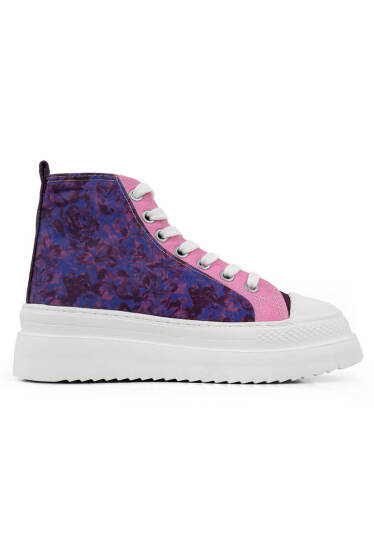 Women Vegan Leather Multicolor High Top Platform Sneakers - Lady Fluff - 6